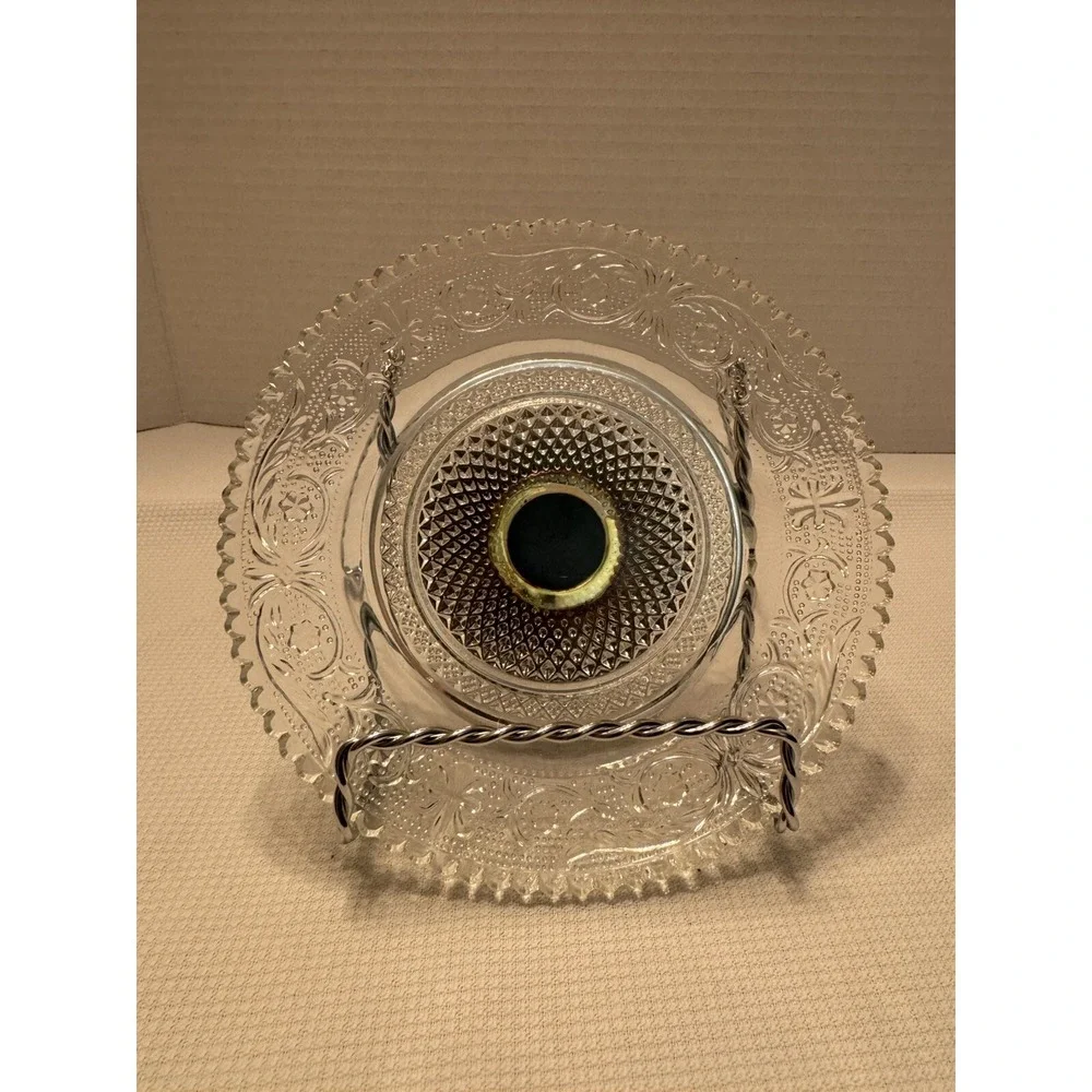Vintage KIG Malaysia Fleur De Lis Pattern‎ Footed Candy Dish, 5.75